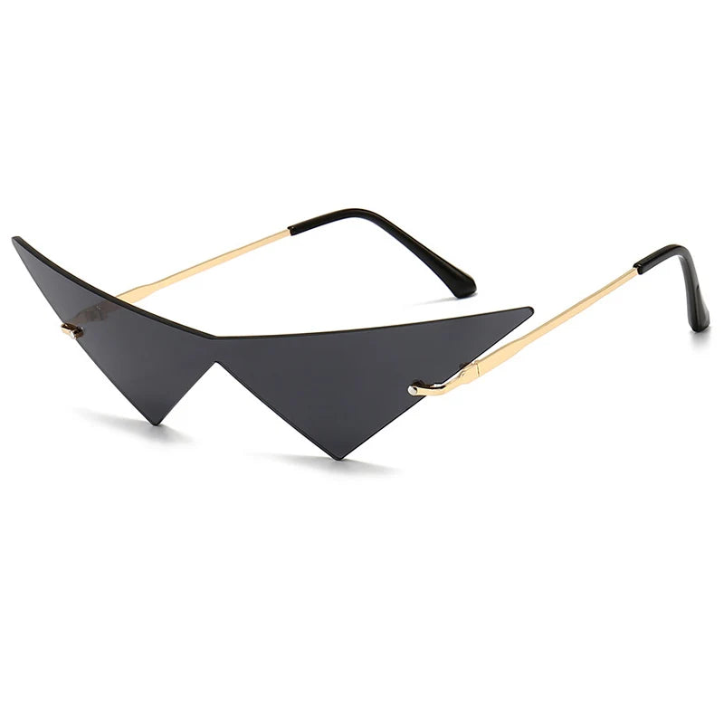 Rimless Cat Eye Sunglasses - Oversized Triangle Design with UV400 Protection
