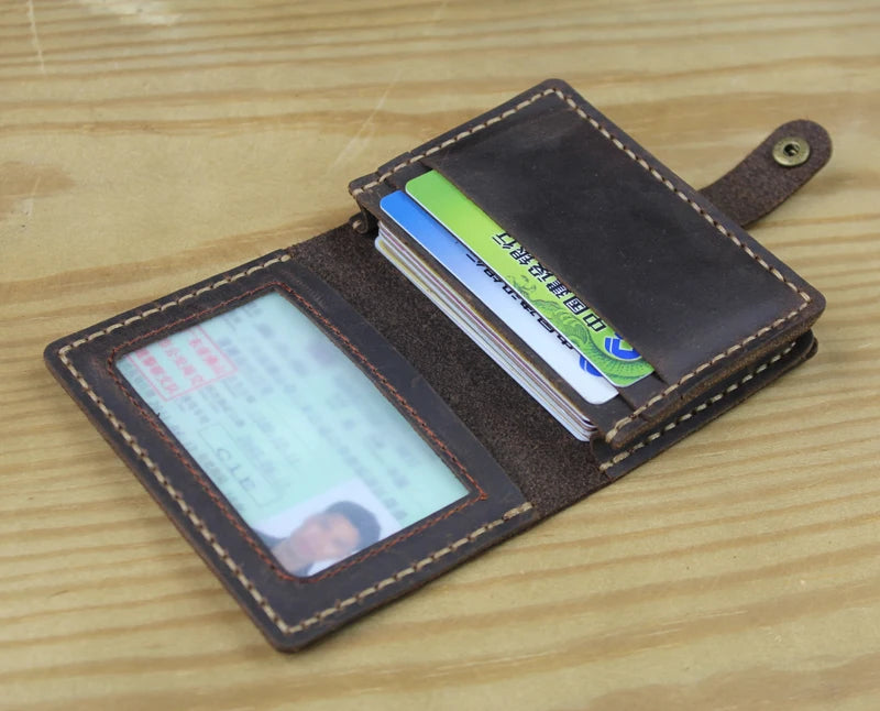 Business Card Holder - Genuine Leather Credit Card Wallet & ID Organizer