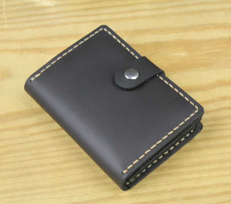 Business Card Holder - Genuine Leather Credit Card Wallet & ID Organizer