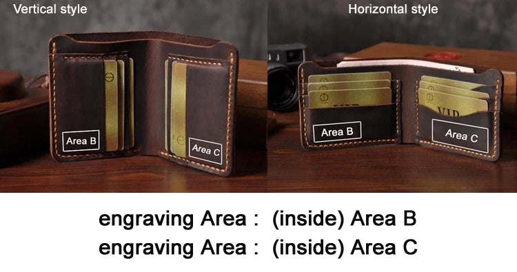 Vintage Crazy Horse Leather Wallet - Handmade Men's Bifold with Money Clip