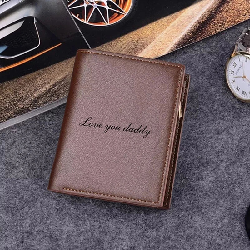 Personalized Men's Leather Wallet - Custom Engraving with Coin Purse & Card Storage