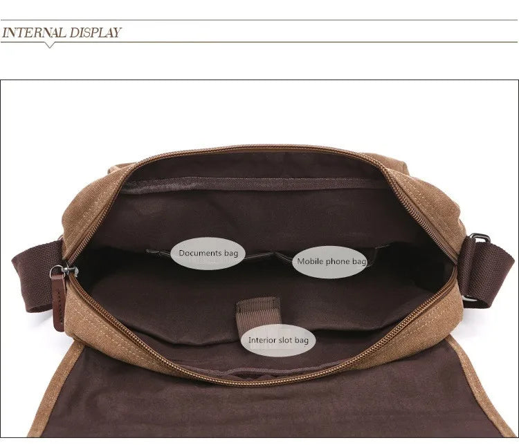 High Quality Canvas Shoulder Bag - Designer Unisex Messenger Bag with Large Capacity