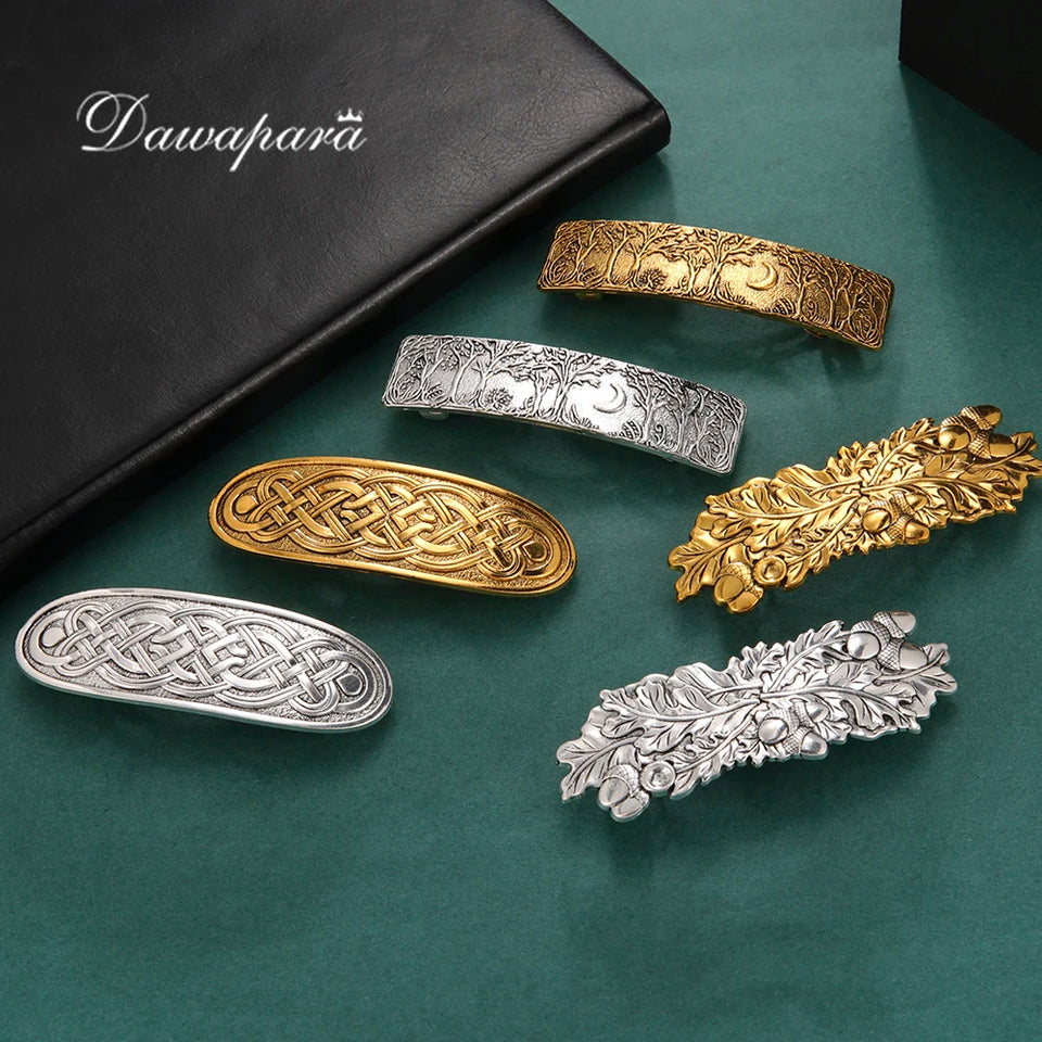 Vintage Celtic Tree of Life Hair Clips - Wicca Flower Barrettes for Women