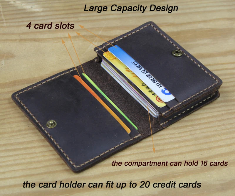 Business Card Holder - Genuine Leather Credit Card Wallet & ID Organizer