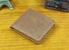 Vintage Crazy Horse Leather Wallet - Handmade Men's Bifold with Money Clip