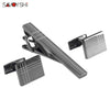 Classic Square Black Cufflinks - Laser Stripe Tie Bar Set
