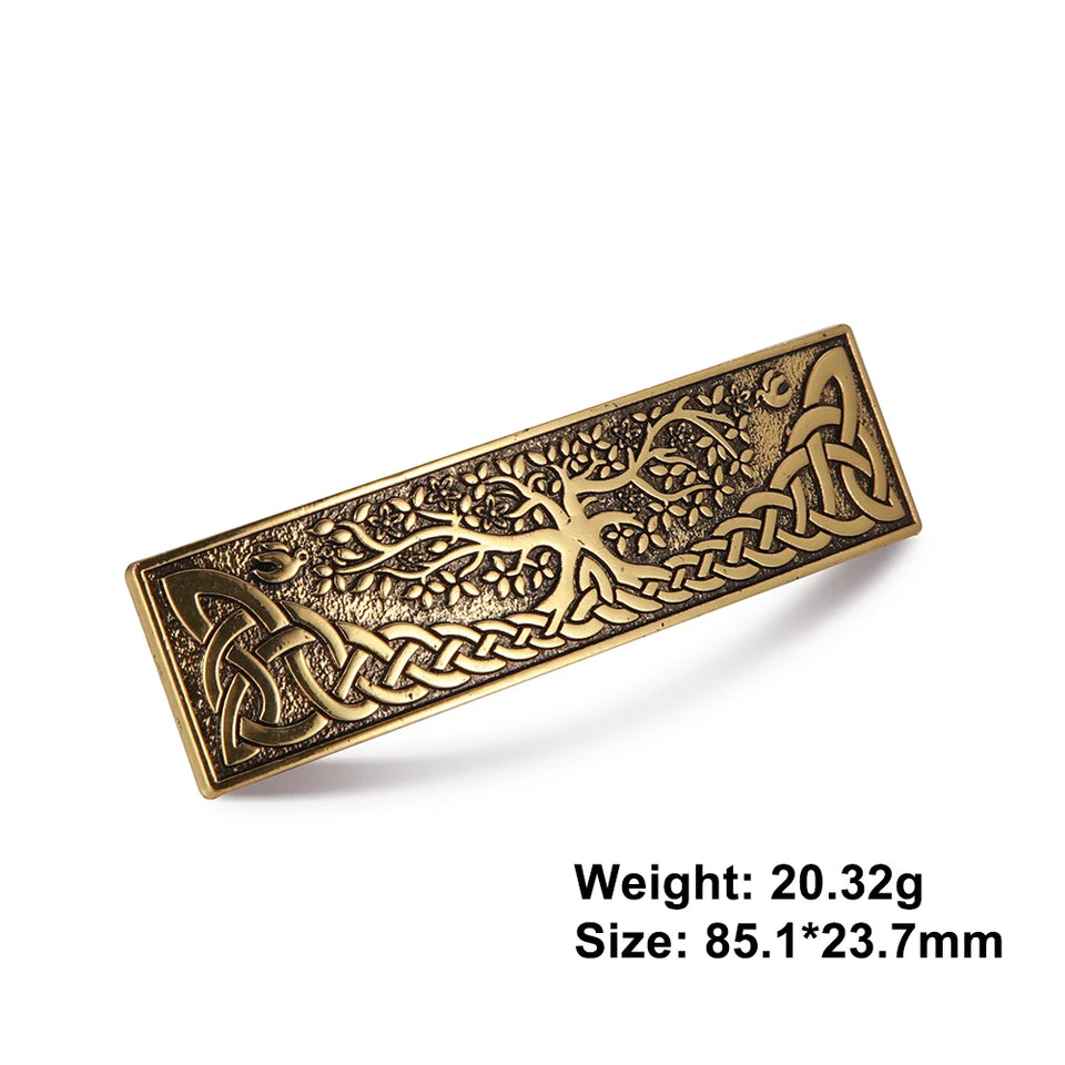 Vintage Celtic Tree of Life Hair Clips - Wicca Flower Barrettes for Women