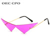 Rimless Cat Eye Sunglasses - Oversized Triangle Design with UV400 Protection