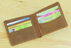 Vintage Crazy Horse Leather Wallet - Handmade Men's Bifold with Money Clip