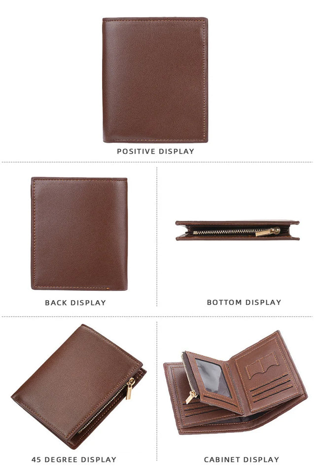 Personalized Men's Leather Wallet - Custom Engraving with Coin Purse & Card Storage