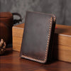 Vintage Crazy Horse Leather Wallet - Handmade Men's Bifold with Money Clip