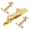 Men's Golden Sax Cufflinks Set - Music Tie Bar & Cufflinks Jewelry
