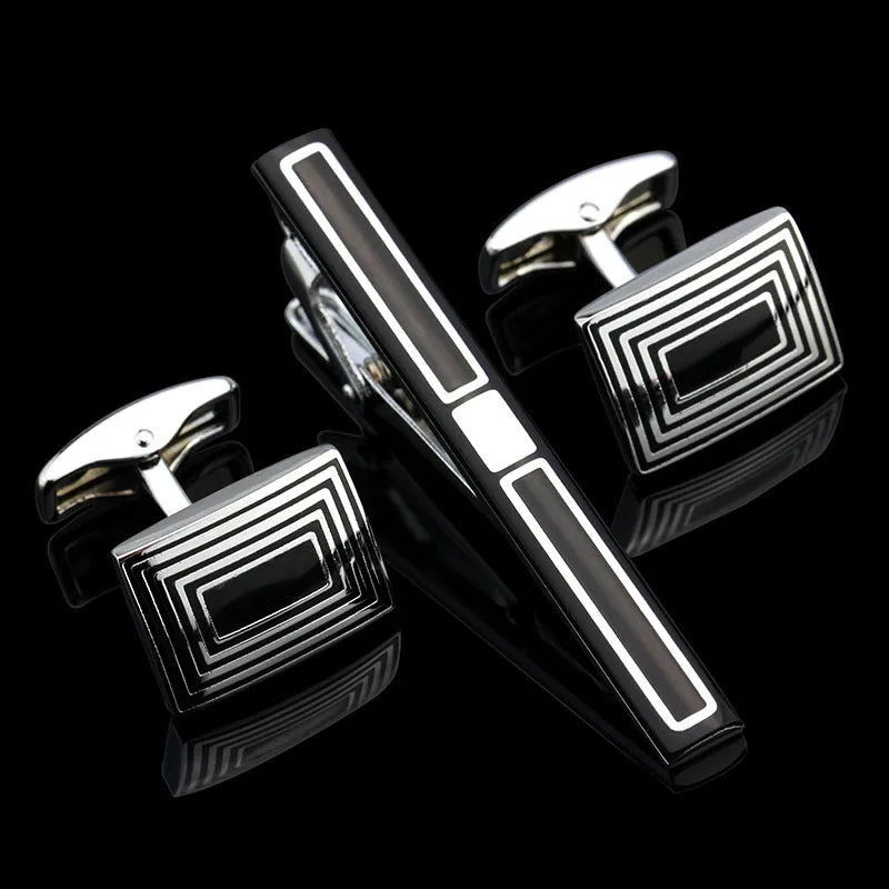 Luxury Metal Cufflinks & Tie Clip Set - 10 Styles Premium Men's Accessories