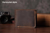 Vintage Crazy Horse Leather Wallet - Handmade Men's Bifold with Money Clip