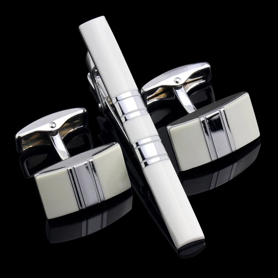 Luxury Metal Cufflinks & Tie Clip Set - 10 Styles Premium Men's Accessories