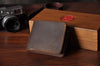 Vintage Crazy Horse Leather Wallet - Handmade Men's Bifold with Money Clip