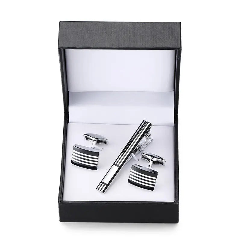Men's Golden Sax Cufflinks Set - Music Tie Bar & Cufflinks Jewelry
