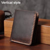 Vintage Crazy Horse Leather Wallet - Handmade Men's Bifold with Money Clip