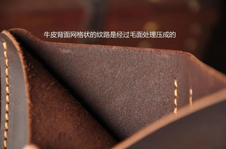 Vintage Crazy Horse Leather Wallet - Handmade Men's Bifold with Money Clip