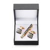 Men's Golden Sax Cufflinks Set - Music Tie Bar & Cufflinks Jewelry