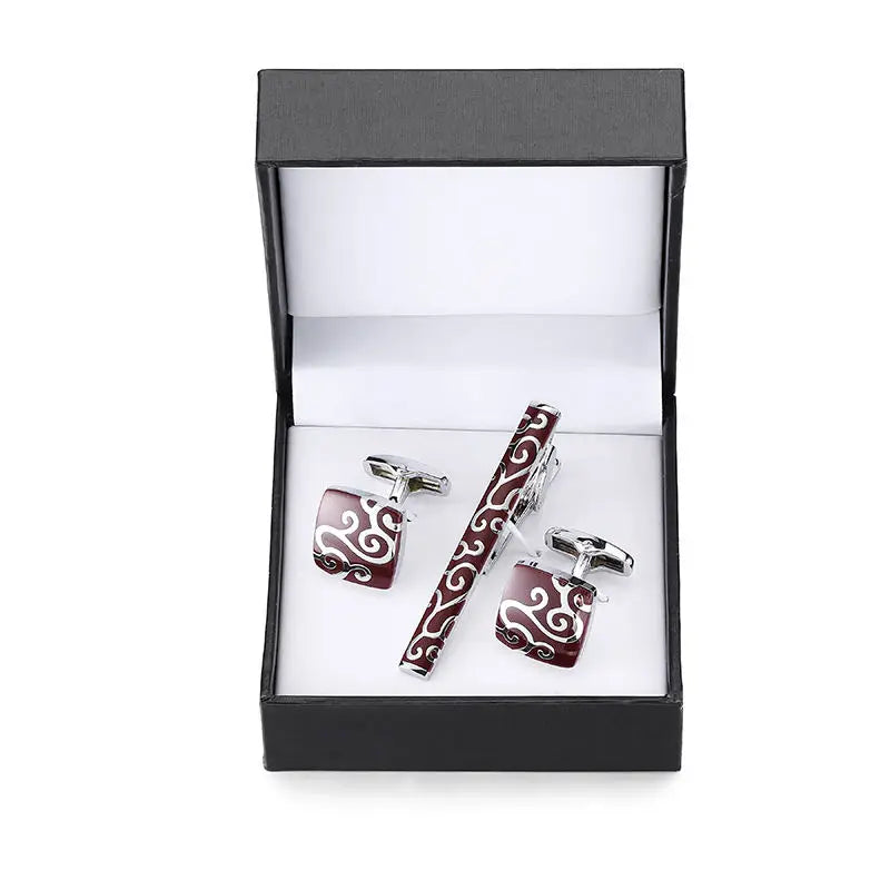 Men's Golden Sax Cufflinks Set - Music Tie Bar & Cufflinks Jewelry