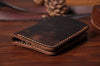 Vintage Crazy Horse Leather Wallet - Handmade Men's Bifold with Money Clip
