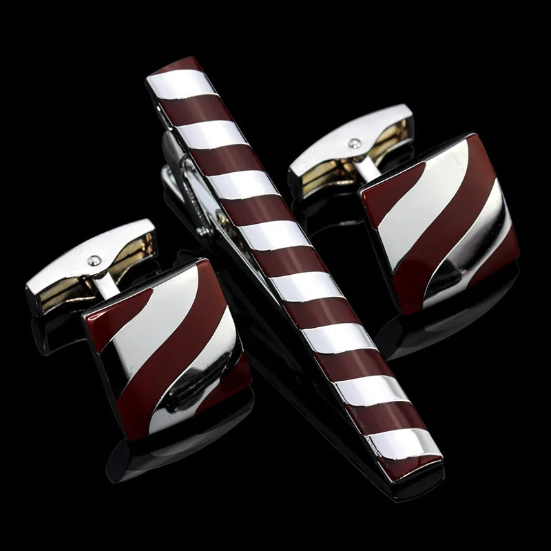 Luxury Metal Cufflinks & Tie Clip Set - 10 Styles Premium Men's Accessories