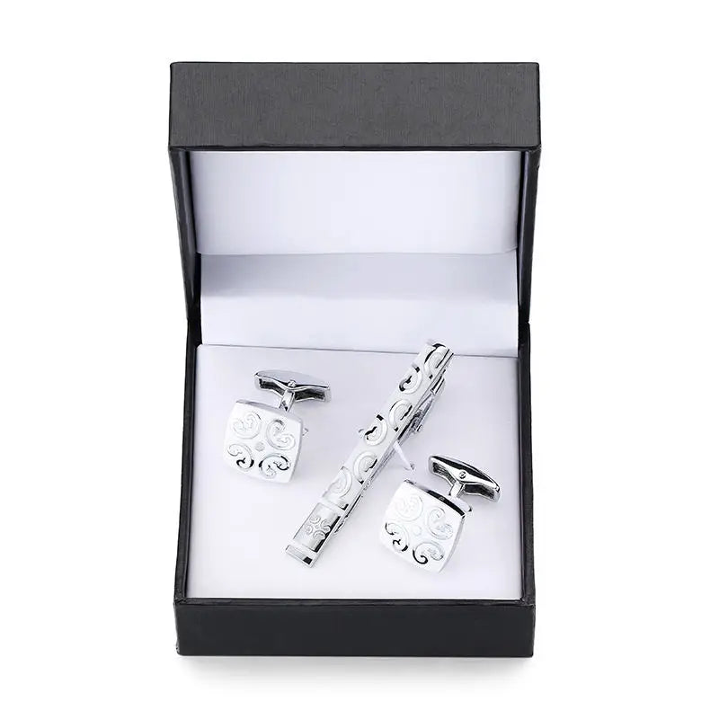 Men's Golden Sax Cufflinks Set - Music Tie Bar & Cufflinks Jewelry