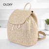 Women's Straw Woven Backpack - Summer Shoulder Bag for Travel & Books