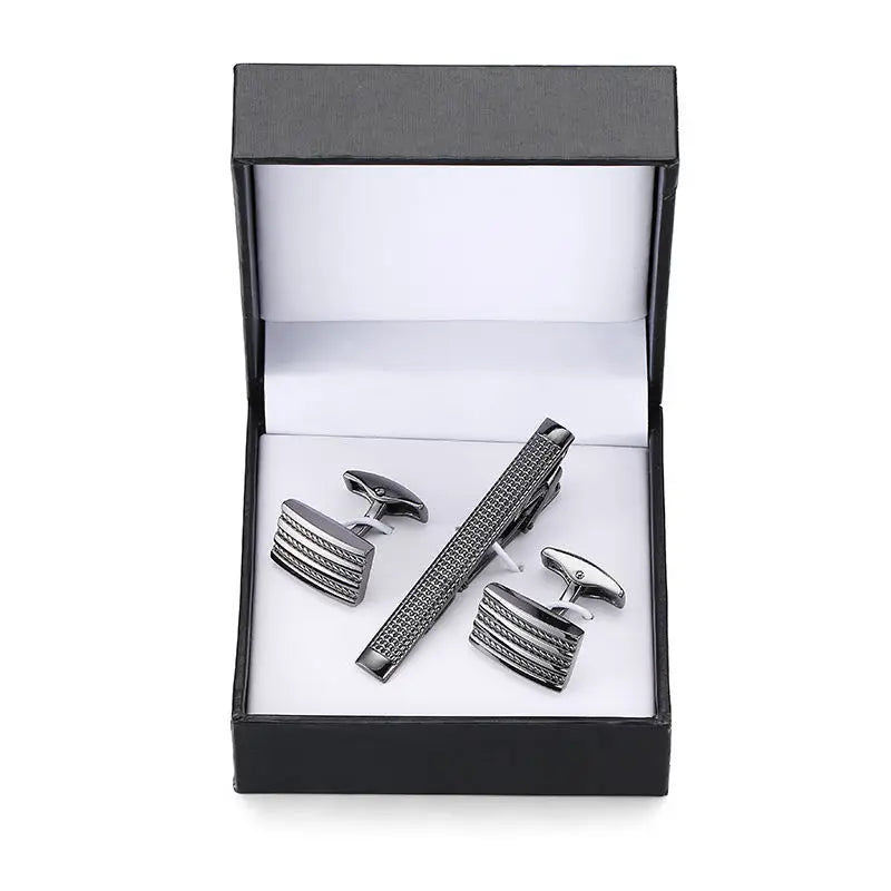 Men's Golden Sax Cufflinks Set - Music Tie Bar & Cufflinks Jewelry