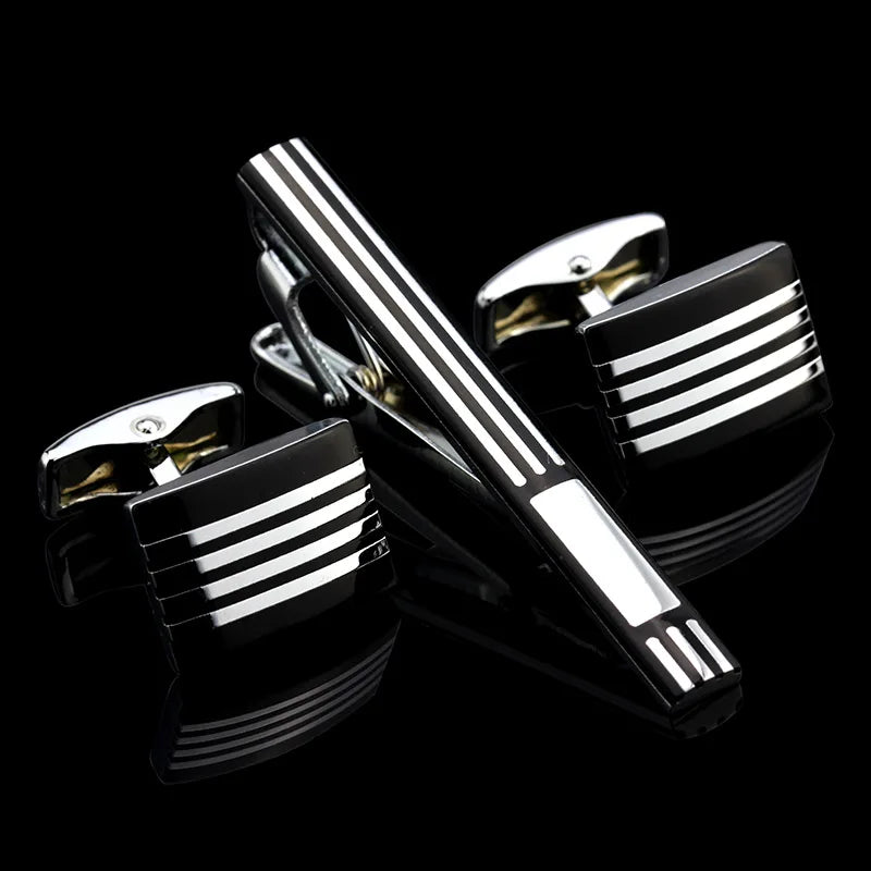 Luxury Metal Cufflinks & Tie Clip Set - 10 Styles Premium Men's Accessories
