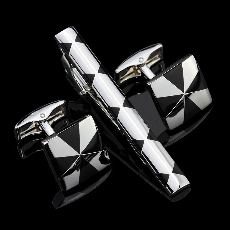 Luxury Metal Cufflinks & Tie Clip Set - 10 Styles Premium Men's Accessories