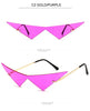 Rimless Cat Eye Sunglasses - Oversized Triangle Design with UV400 Protection