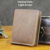 Vintage Crazy Horse Leather Wallet - Handmade Men's Bifold with Money Clip