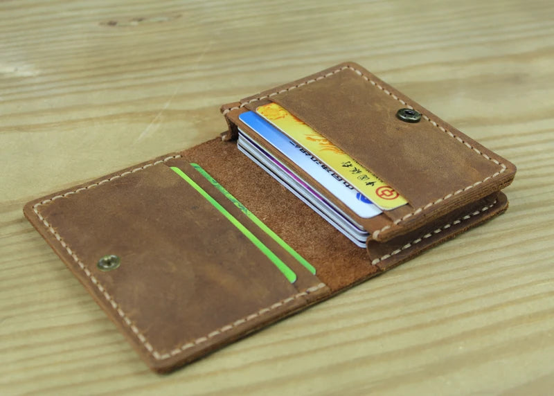 Business Card Holder - Genuine Leather Credit Card Wallet & ID Organizer