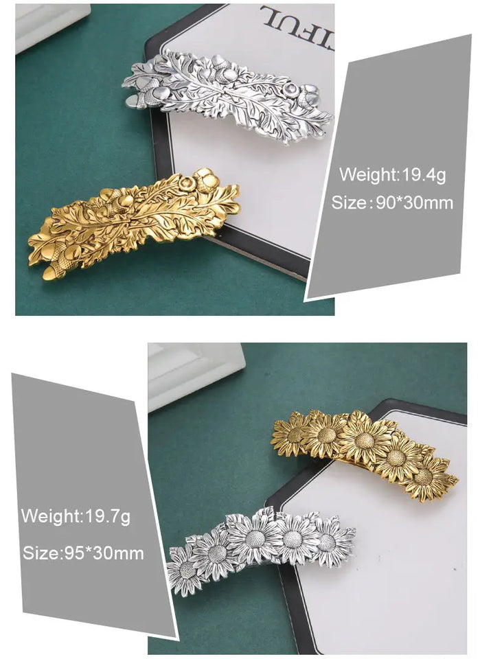 Vintage Celtic Tree of Life Hair Clips - Wicca Flower Barrettes for Women