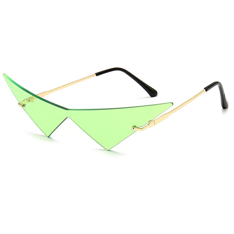 Rimless Cat Eye Sunglasses - Oversized Triangle Design with UV400 Protection