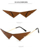 Rimless Cat Eye Sunglasses - Oversized Triangle Design with UV400 Protection