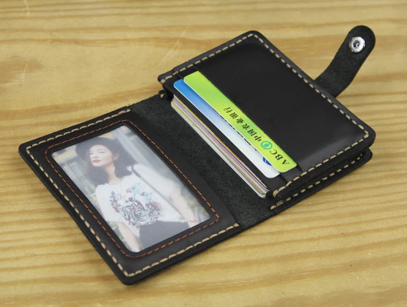 Business Card Holder - Genuine Leather Credit Card Wallet & ID Organizer