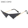 Rimless Cat Eye Sunglasses - Oversized Triangle Design with UV400 Protection