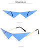 Rimless Cat Eye Sunglasses - Oversized Triangle Design with UV400 Protection