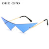 Rimless Cat Eye Sunglasses - Oversized Triangle Design with UV400 Protection