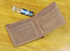Vintage Crazy Horse Leather Wallet - Handmade Men's Bifold with Money Clip