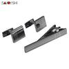 Classic Square Black Cufflinks - Laser Stripe Tie Bar Set