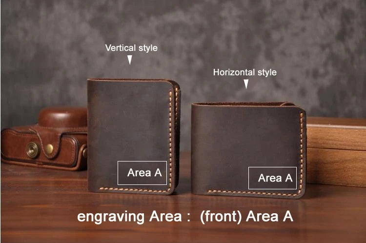 Vintage Crazy Horse Leather Wallet - Handmade Men's Bifold with Money Clip