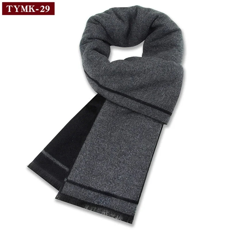 Luxury Men's Cashmere Scarf - Winter Wool Plaid Muffler Perfect for Gifts