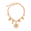Ingemark Vintage Heart Sun Moon Necklace - Creative Alloy Chain Choker for Bridal Jewelry