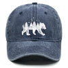 Washed Cotton Snapback Cap - Forest Bear Distressed Baseball Hat