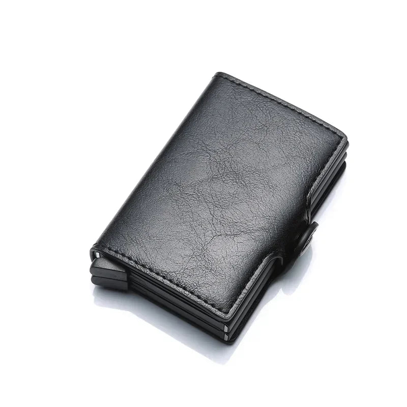 RFID Blocking Men's Card Holder - Secure Aluminum Wallet with Leather Cover