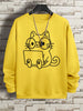 Gentleman Cat Print Men's Hoodie - Hip Hop Streetwear Pullover Sweatshirt